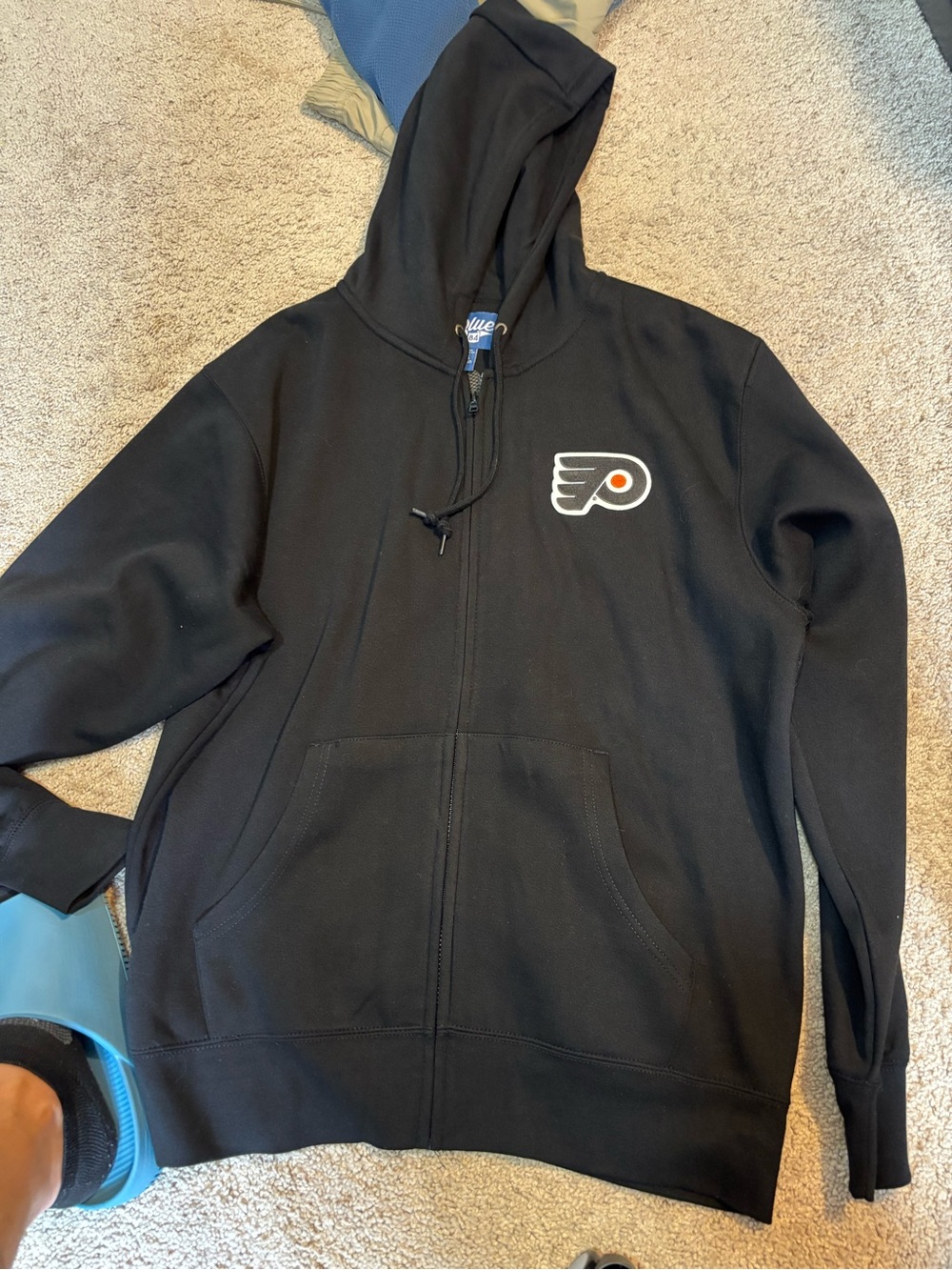 Blue 84 Black Zip-Up Hoodie with Philadelphia Flyers Logo
